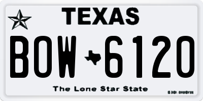 TX license plate BOW6120