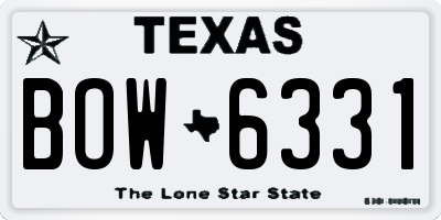 TX license plate BOW6331