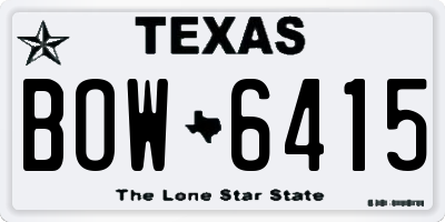 TX license plate BOW6415