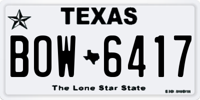 TX license plate BOW6417
