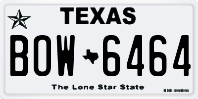 TX license plate BOW6464