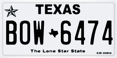 TX license plate BOW6474