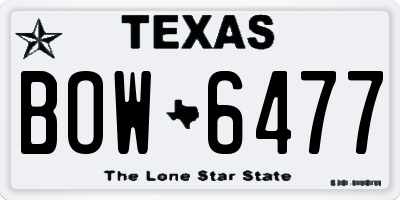 TX license plate BOW6477