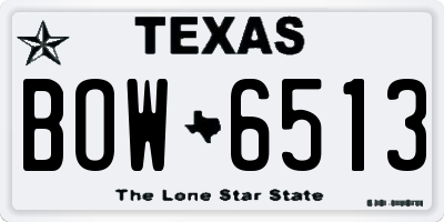 TX license plate BOW6513