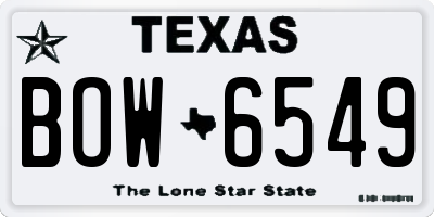 TX license plate BOW6549