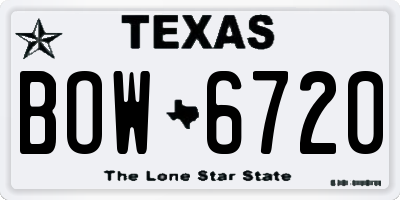 TX license plate BOW6720