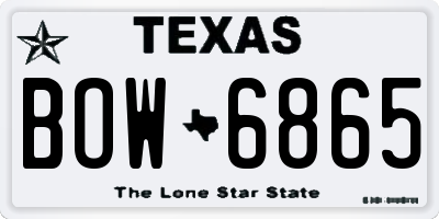 TX license plate BOW6865