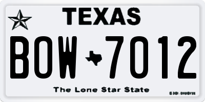 TX license plate BOW7012