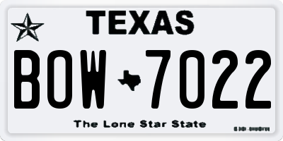 TX license plate BOW7022