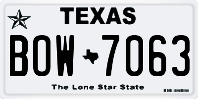TX license plate BOW7063