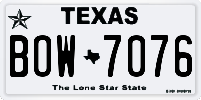 TX license plate BOW7076