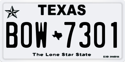 TX license plate BOW7301