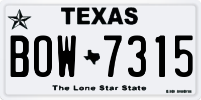 TX license plate BOW7315