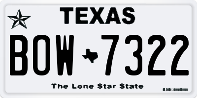 TX license plate BOW7322