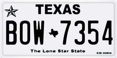 TX license plate BOW7354