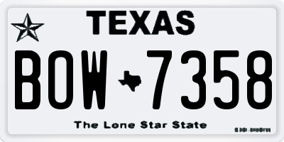 TX license plate BOW7358