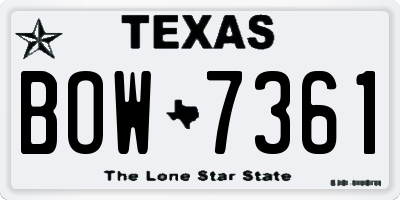 TX license plate BOW7361