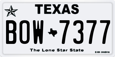 TX license plate BOW7377