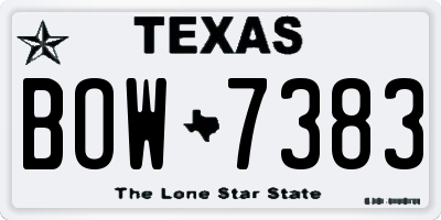 TX license plate BOW7383