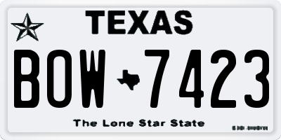 TX license plate BOW7423