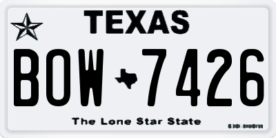 TX license plate BOW7426