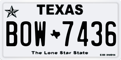 TX license plate BOW7436