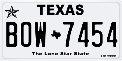 TX license plate BOW7454