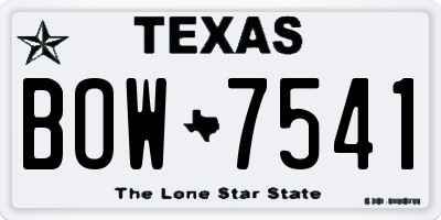 TX license plate BOW7541