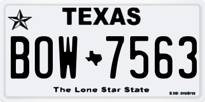 TX license plate BOW7563