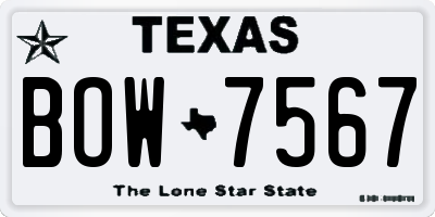 TX license plate BOW7567