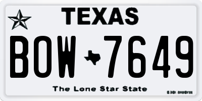 TX license plate BOW7649