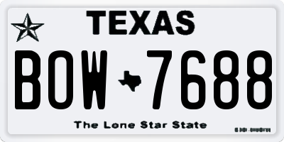TX license plate BOW7688