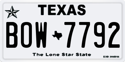TX license plate BOW7792