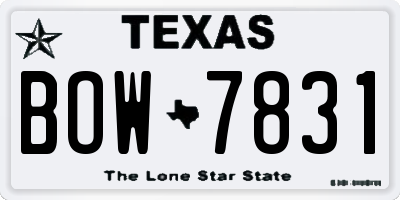 TX license plate BOW7831