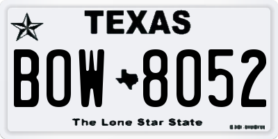 TX license plate BOW8052