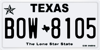 TX license plate BOW8105