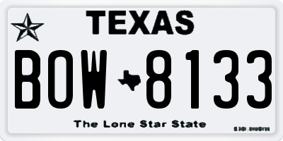 TX license plate BOW8133