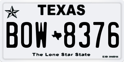 TX license plate BOW8376