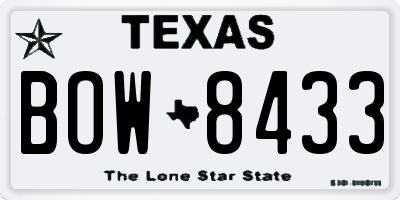 TX license plate BOW8433