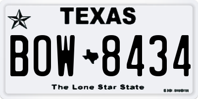 TX license plate BOW8434