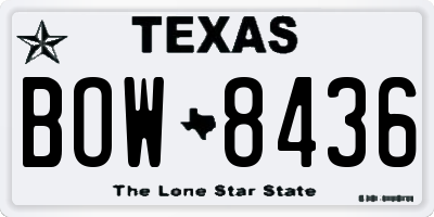 TX license plate BOW8436