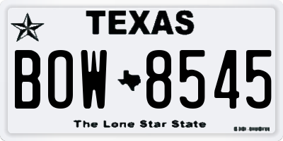 TX license plate BOW8545