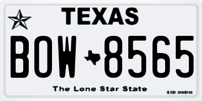 TX license plate BOW8565