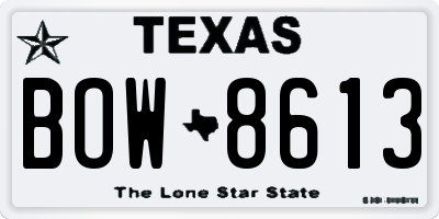 TX license plate BOW8613