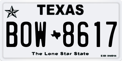 TX license plate BOW8617