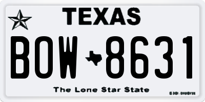 TX license plate BOW8631
