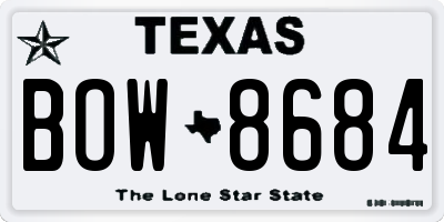 TX license plate BOW8684