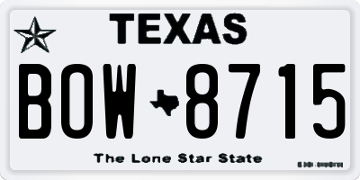 TX license plate BOW8715