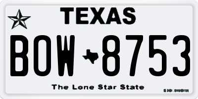 TX license plate BOW8753