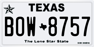 TX license plate BOW8757